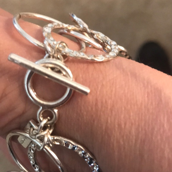 Double Strand Circle Bracelet Silver Tone - Picture 3 of 6